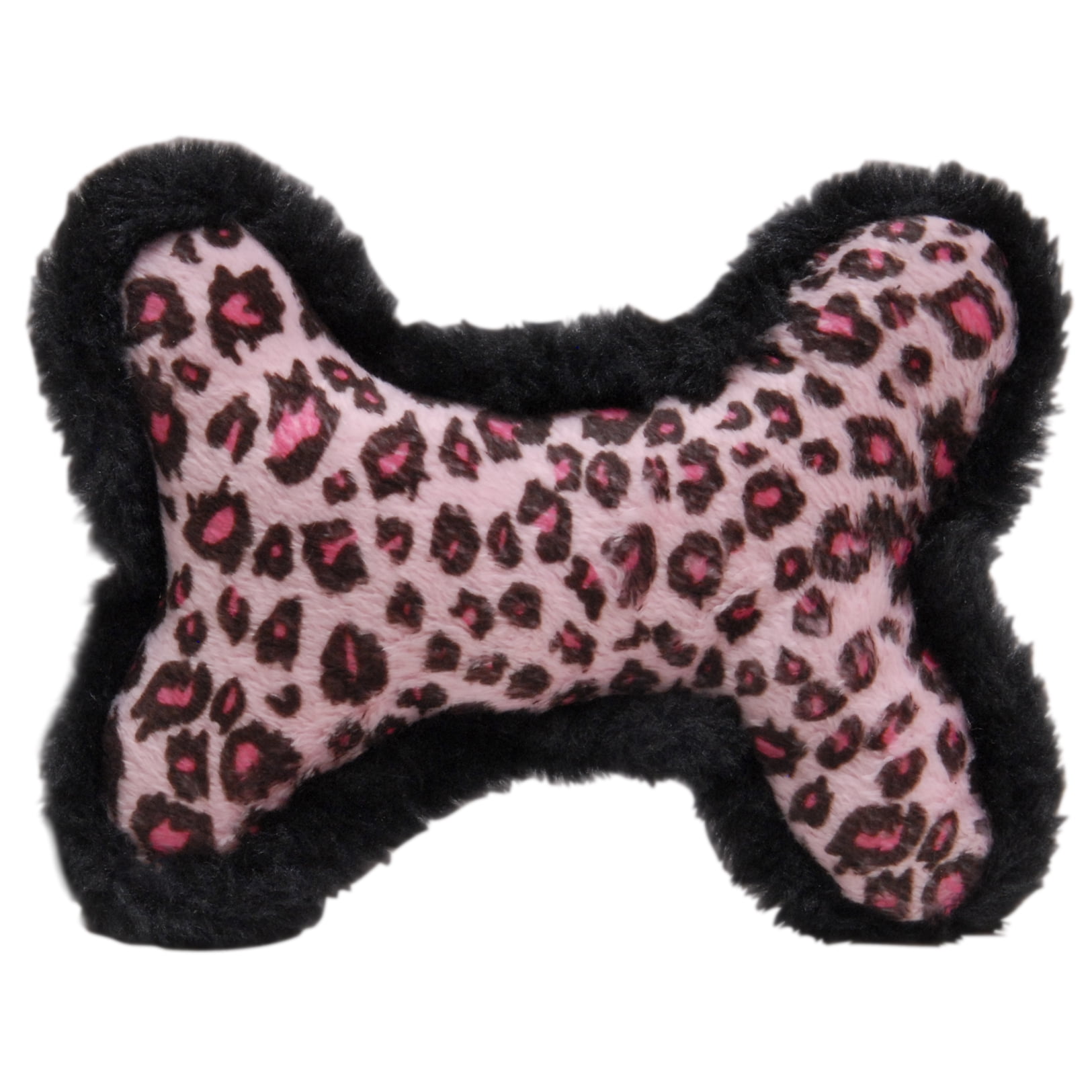 Printed Plush Bone Squeak Dog Toy, 6"L