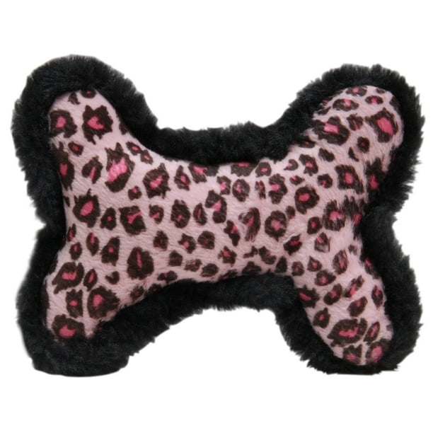 Printed Plush Bone Squeak Dog Toy, 6"L