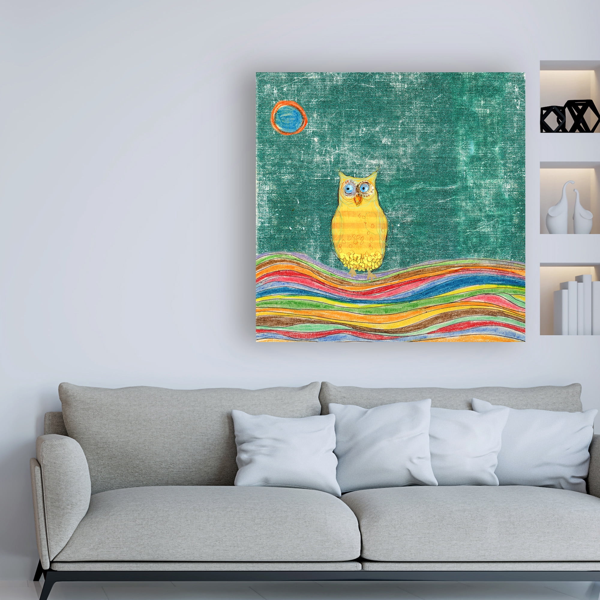 Trademark Fine Art 'Feathers, Dots And Stripes V Childrens Art' Canvas Art by Ingrid Blixt