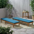 thumbnail image 3 of Christopher Knight Home Nadine Outdoor Modern Cushioned Acacia Chaise Lounges (Set of 2) by  Gray Finish + Blue Cushion, 3 of 5