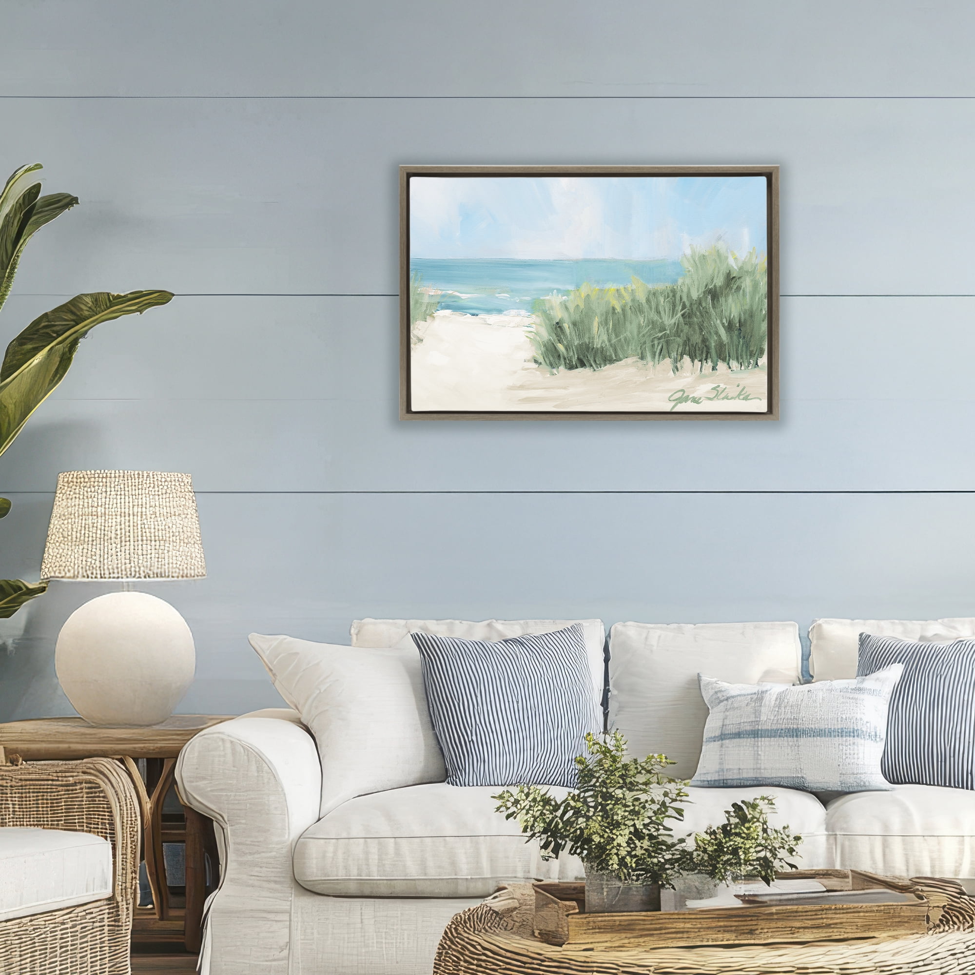 Stupell Industries Soothing Beach Day Brown Framed Floater Canvas Wall Art, design by Jane Slivka