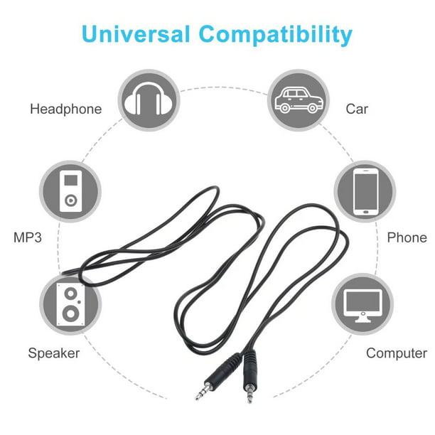 PwrON Compatible 6ft 3.5mm 1/8" Audio Cable Lead Car Cord Replacement Google Chromecast Audio Rux-J42 - Walmart.com