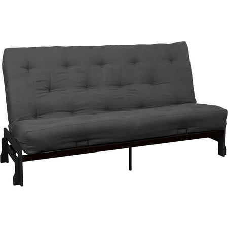 Phoenix 10 Inch Loft Inner Spring Futon Sofa Sleeper Bed Queen Size Black Arms Suede Slate Grey
