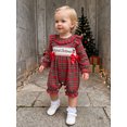 thumbnail image 5 of Cjfdfy Newborn Baby Girl Christmas Outfit My First Christmas Romper Collar Plaid Long Sleeve Letter Santa Claus Embroidery Bodysuit Infant Cute Christmas Fall Winter Bodysuit, 5 of 9