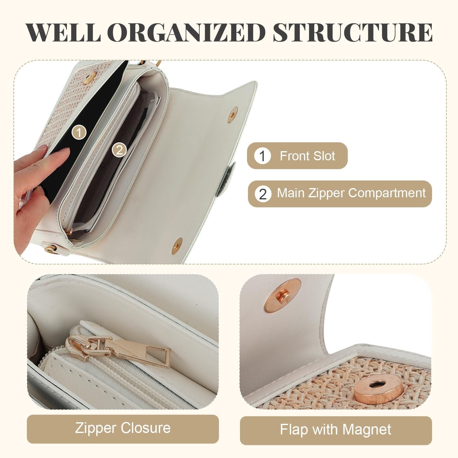 Summer Purse for Women 2025 Woven Vacation Handbags Straw Crossbody Bag for Spring Beach