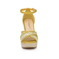 thumbnail image 6 of BLISSFUL STEP Women's Espadrille Wedge Heel Wedge Sandals Yellow Green 6, 6 of 7