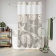thumbnail image 6 of No Hook Shower Curtain, Grey Starfish Coastal Shower Curtains for Bathroom with See Through Top Window, Shell Coral Summer Beach Nautical Ocean Waterproof Bath Curtain Stand Up Stall 36"x72", 6 of 9