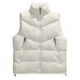 thumbnail image 2 of kakina CMSX Mens Fall Winter Cotton Puffer Vest Jacket,Fashion Casual Sleeveless Down Solid Color Stand Collar Waistcoat Jacket Outdoor Vest Puffer Coat with Pocket, 2 of 4