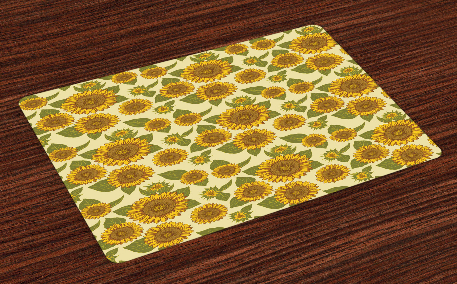 Sunflower Placemats Set of 4 Funky Style Sunflower in Pastel Colors Old