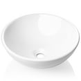 thumbnail image 3 of Miligoré 16" Round White Ceramic Vessel Sink - Modern Above Counter Bathroom Vanity Bowl, 3 of 6