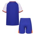 thumbnail image 2 of RUNQHUI Boys Soccer Football Jersey Outfits V-Neck Short Sleeve T-Shirt and Shorts Set Kids Sports Blue XXS, 2 of 7