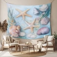 thumbnail image 2 of Coastal Beach Tapestry for Bedroom Wall Hanging Tapestry, Summer Starfish Nautical Shell Ocean Ceiling Backdrop Tapestries Poster Blanket Wall Decor for Teens Room Living Room Dorm 55" x 73", 2 of 8
