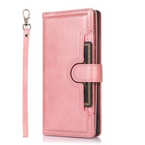 Allytech Wallet Case for Samsung Galaxy S22 Ultra 5G, Multiple Cards Slots Cash Pocket Purse Stand Magnetic Clasp Hand Wrist Wallet Cover for Samsung Galaxy S22 Ultra 6.8" 2022 - Rosegold