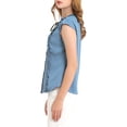 thumbnail image 4 of INSPIRE CHIC Women's Tie Neck Cap Sleeve Button Down Ruffle Summer Shirts, 4 of 6