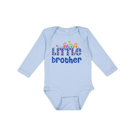 

Inktastic Blue Toy Train Little Brother Gifts Gift Baby Boy Long Sleeve Bodysuit