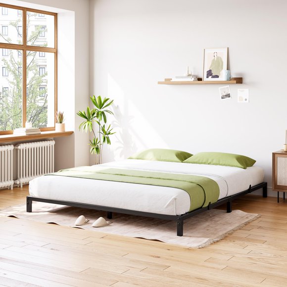 Estructura Metálica de Cama Full Plataforma – Resistente, Sin Somier, Montaje Fácil, Antirruido, Gran Carga y Almacenamiento – Negro – Tamaño 6INCH FULL