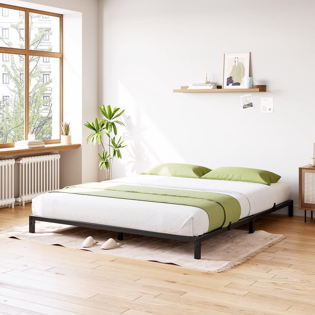 Estructura Metálica de Cama Full Plataforma – Resistente, Sin Somier, Montaje Fácil, Antirruido, Gran Carga y Almacenamiento – Negro – Tamaño 6INCH FULL