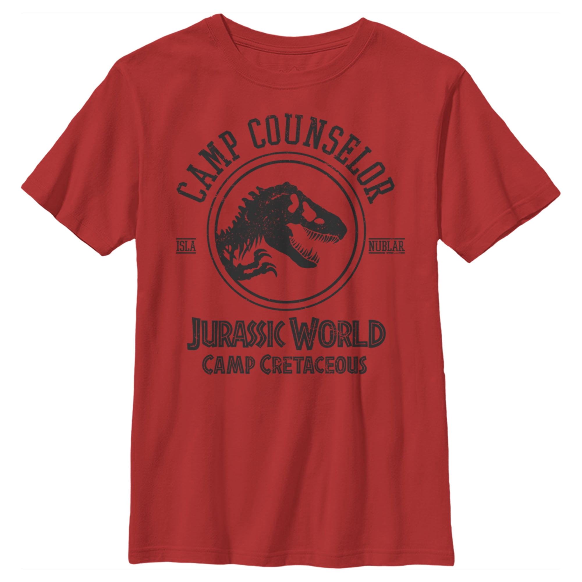 Boy s Jurassic World: Camp Cretaceous Camp Counselor Logo Graphic Tee Red Medium