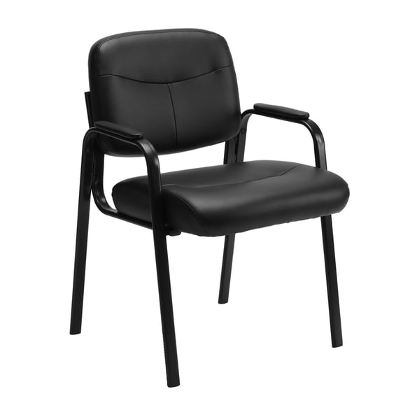 YYAo Leather Task Chair with Padded Arms, Office Chair Ergonomic Desk Chair for Home Ofiice, Living Room, Study Room, Bedroom, Black