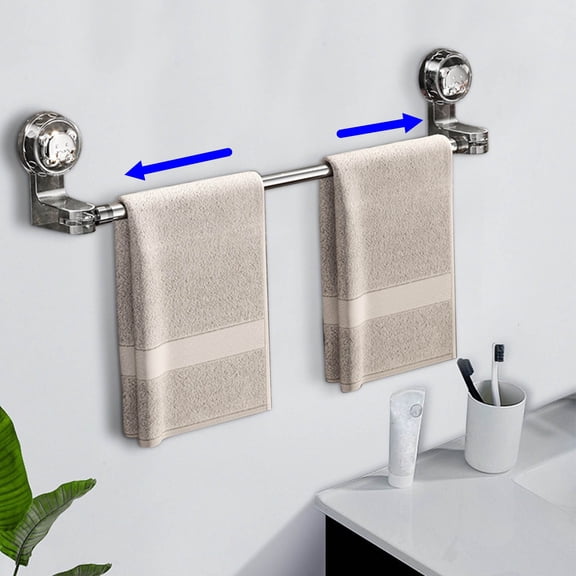 Bxaolu Adjustable Suction Cup Towel Bar for Bathroom Wall,19.6Inch~39.2 Inch Towel Racks for Bathroom,Stainless Steel Bath Towel Holder for Shower(Matte Gray)