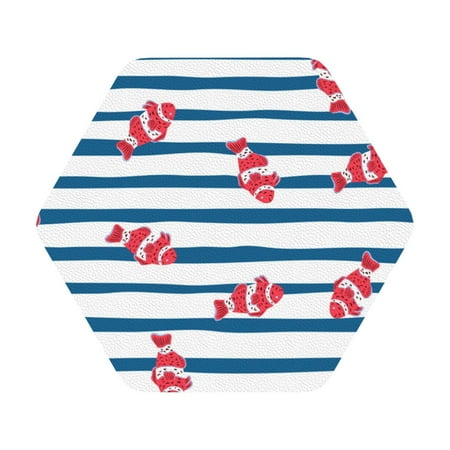 

Matuu Clown Fish for Cup Coasters Set of 6 Leather Coasters Desk Coasters for Office Measures 4” x 4” Hexagon