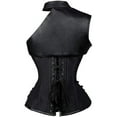 thumbnail image 4 of VASLANDA Women's Punk Rock Faux Leather Steampunk Overbust Vest Gothic Heavy Strong Steel Boned Corset with Zipper, 4 of 7