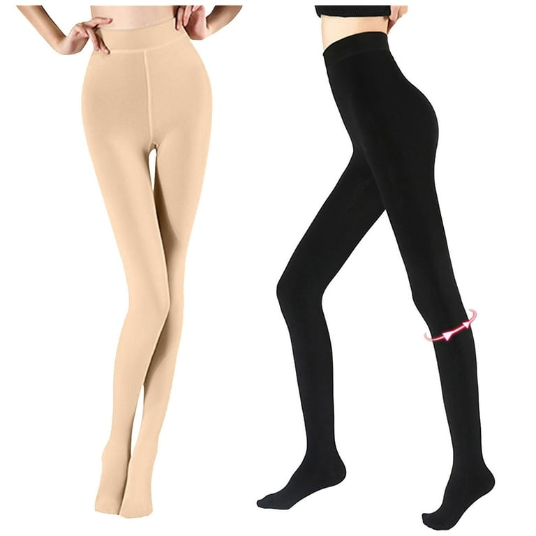2 Pieces Tights for Women,Ladies Compression Tights Sale Clearance Stretch  Fit Super Elastic Slim Leggings High Waist Opaque Control Top Nude Tights &  Black Tights Pantyhose Footless Tights 