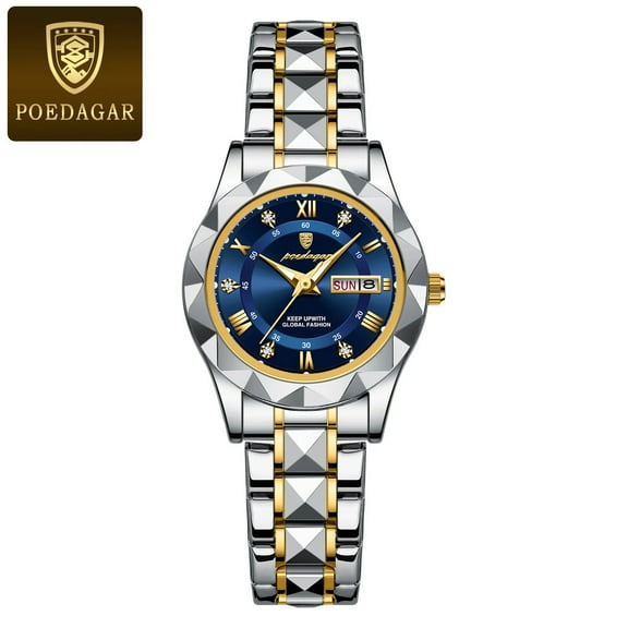 Poedagar luxury quartz watch for ladies waterproof luminous date week stainless steel Women watches elegant dress wristwatch box