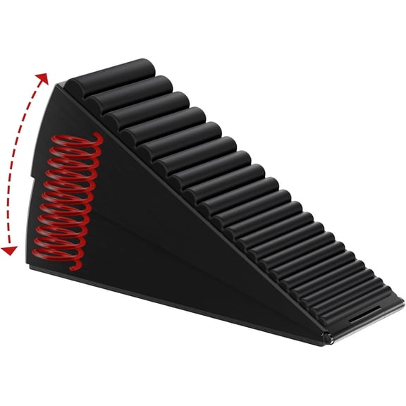 2-Pack Heavy Duty Door Stoppers - Adjustable Spring Wedge (3" Tall), Suits All Heavy Doors & Covers, Non-Slip Floor Protector