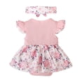 thumbnail image 6 of kpoplk Baby Girl 1st Birthday Outfit Bubble Romper Sweatshirt Short Sleeve Bodysuit T-Shirt Fall Clothes Size 6-12 Months,Pink, 6 of 7