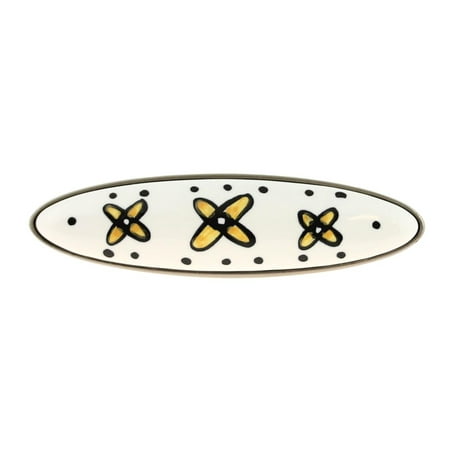- Brushed Satin Nickel Pull - Yellow Flowers Ceramic Center 3