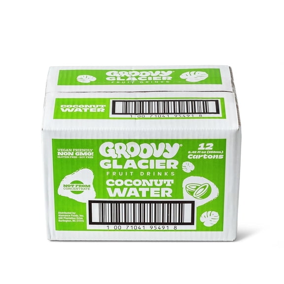 Groovy Glacier Coconut Water - Premium Organic Coconut Water - 8.45 Fl Oz - Pack of 12