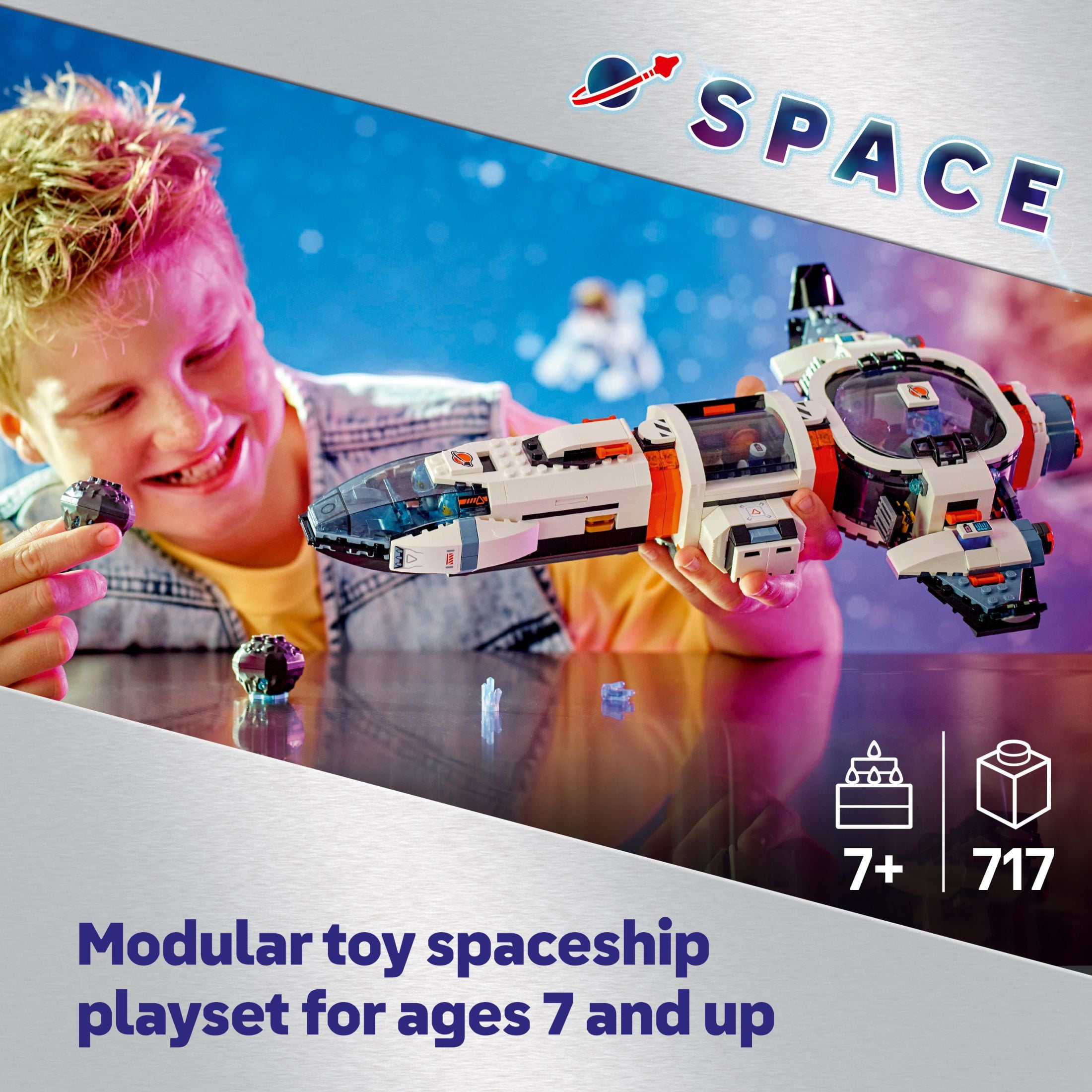 LEGO City Modular Galactic Spaceship Toy - Buildable Space Toy for Kids, Boys and Girls, Ages 7+ - Includes 4 Astronaut Minifigures & Alien Figure - Gift Idea for Birthdays and Holidays - 60446 thumbnail 9