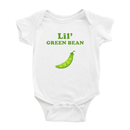 

Cute Baby Romper Lil Green Bean Vegetable Funny Boy & Gril Jumpsuit (White 0-3 Months
