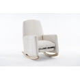 thumbnail image 5 of Modren Cotton Linen Fabric Nursery Rocking Chair With Adjustable Footrest And Thick Cushion Seat, Rocking Accent Chair With Curved Legs and Armrest, Comfy Side Chair For Office, Bedroom, Beige, 5 of 9