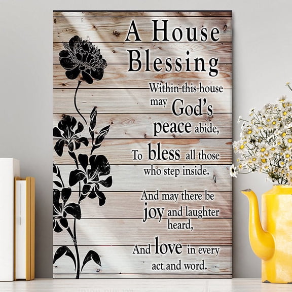 House Blessing Canvas Framed Wall Art Decor, Bible Verse Scripture Print, Inspirational Religious Wall Decor Gift