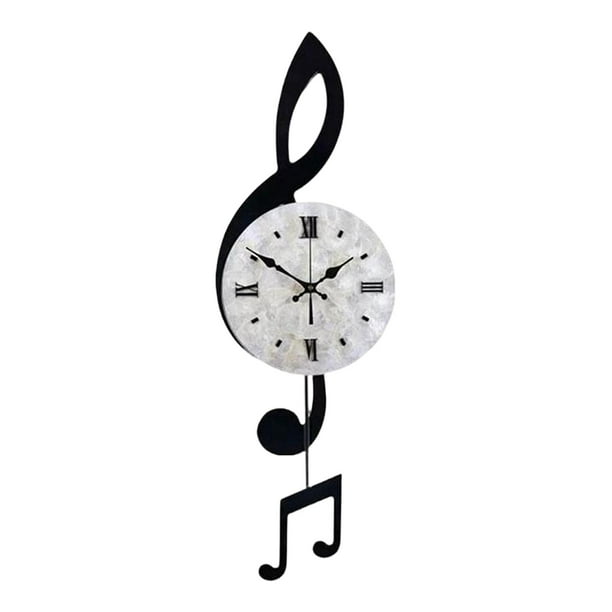 Reloj de pared analógico con forma de nota musical, moderno, fácil de leer, decorativo, silencioso, sin tictac. L