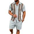thumbnail image 3 of EliteGoogv Mens Outfit Set Casual Button Down Shirt And Shorts Two Piece Suit For Men Summer Beach Vacation Matching Set Light Gray M, 3 of 7