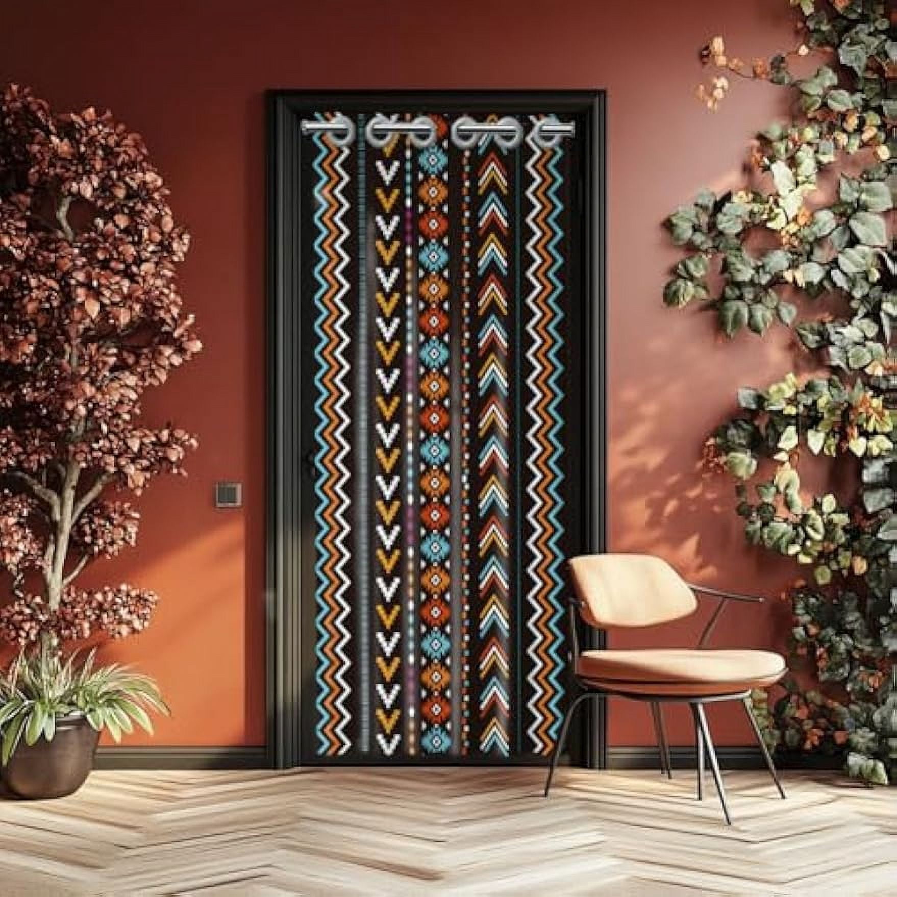 1 pc style Polyester Door Curtain with Plastic Ring Colorful Stripe 2000x1000mm