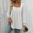 thumbnail image 2 of GigrtiJin Women's Blouses Square Neck Puff Long Sleeve Pleated Solid Color Tops Casual Casual Fashion Tunic Shirts, 2 of 6
