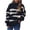 Black, variant on IROINNID Womens Sweater Round Neckline Pullover Sweater Stripes Loose Mid-Length Long Sleeve Irregular Sweater Top