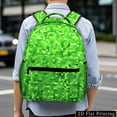 thumbnail image 4 of 1pc Green Pixel Print Backpack Adjustable Straps, Foldable Design, 2D Flat Printing, Casual Style for Daily Commute & Travel, Backpack for Travel, Commuter Bag, Abstract , Durable Zipper Cl, 4 of 8