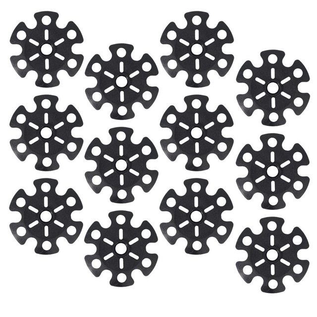 UPOUART 12 Pcs Embouts de Bâton de Randonnée Coussinets en Caoutchouc Noir Forme Flocon de Neige pour Usage Extérieur