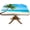 Coconut Palm Tree Table Cloths, variant on Daisy Flowers Square Fitted Tablecloth, Rustic Floral Blossom Table Covers, Fits 36x36 In Table, Vintage Wood Planks Elastic Edge Table Cloth, for Holiday Party Banquet Dinner Use