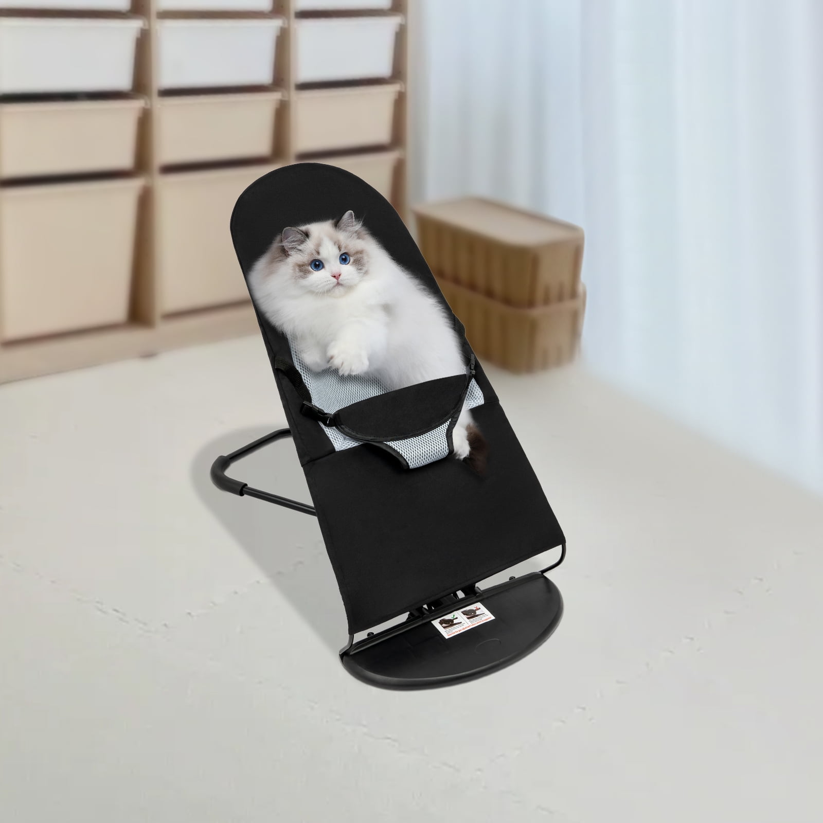 Cat Dog Rocking Chair, Portable Foldable Breathable Pet Bed with 3-Level Adjustable Height, No Installation Required, Easy to Clean for Small Dogs Cats Up to 33lbs