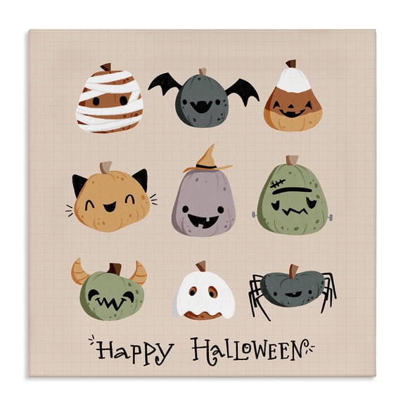 Stupell Industries Cute Halloween Costume Pumpkins Quotes and Sayings Painting Wrapped Canvas Canvas Art Print Wall Art, 17 x 17