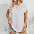 thumbnail image 3 of Scyoekwg Womens Short Sleeve T Shirts Round Neck Tunic Tops Loose Lightweight Shirts Trendy Solid Color Blouses (White,XXL), 3 of 4