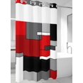 thumbnail image 4 of Red Black Grey No Hook Shower Curtain Waterproof, Bathroom Curtains with Snap in Liners and See Through Top Window, Geometric Abstract Modern Irregular Hotel Style Bathtub Curtains Shower 54"Wx78"L, 4 of 8