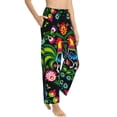 thumbnail image 2 of Balery Roosters and Flowers print Women's Pajama Pants,Ultra Lightweight Pjs,Lounge Pant-Large, 2 of 9