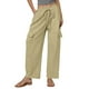 thumbnail image 1 of Pantalones de lino Pantalones cargo elásticos de cintura alta con cordón para mujer, 1 of 6